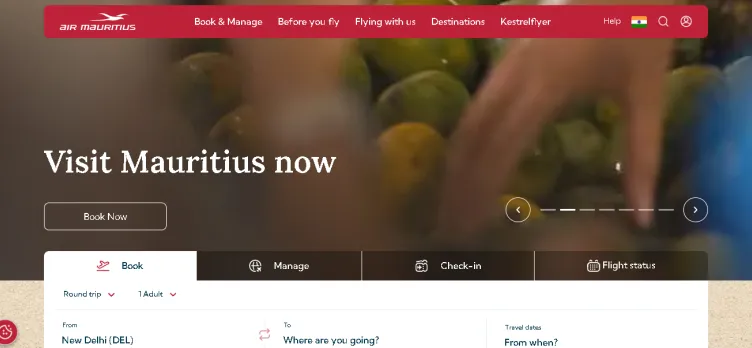 Screenshot Air Mauritius