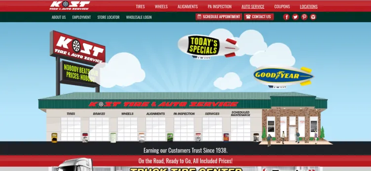 Screenshot Kost Tire & Auto Service