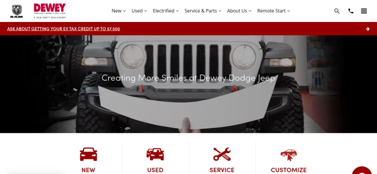 Screenshot Dewey Dodge Chrysler Jeep