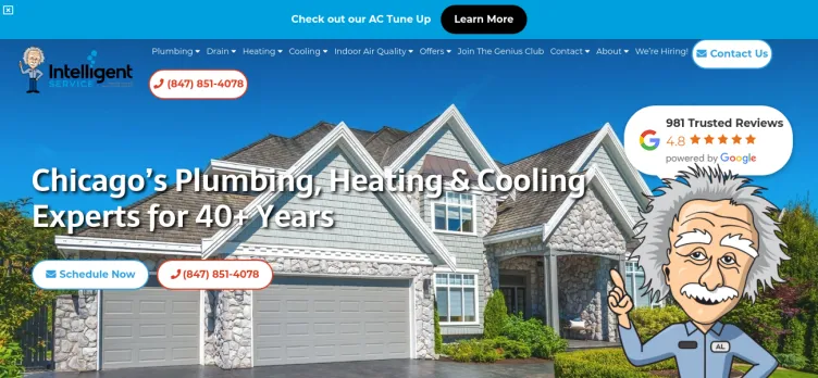 Screenshot Intelligent Service Plumbing Heating Cooling & Drain Cleaning