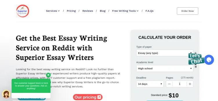 Screenshot Superior Essay Writers