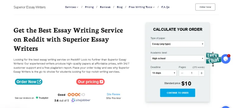 Screenshot Superior Essay Writers