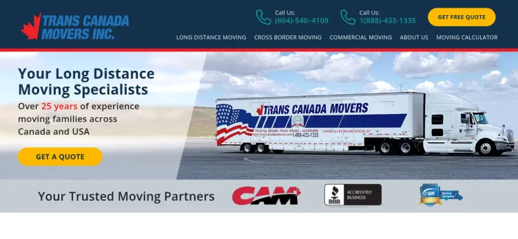 Screenshot Trans Canada Movers