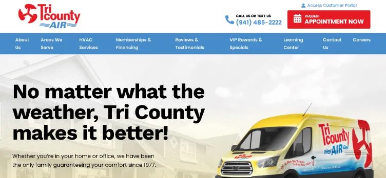 Screenshot Tri County Air Conditioning & Heating