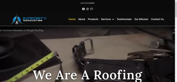 Screenshot Integrity Roofing & Gutters