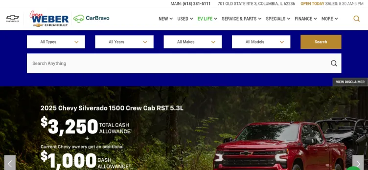 Screenshot Weber Chevrolet Columbia IL