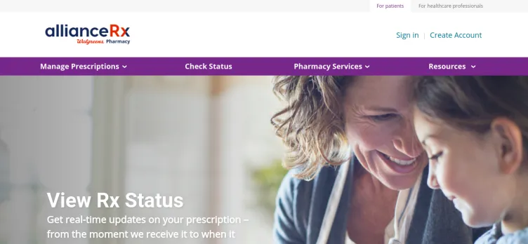 Screenshot AllianceRx Walgreens Pharmacy