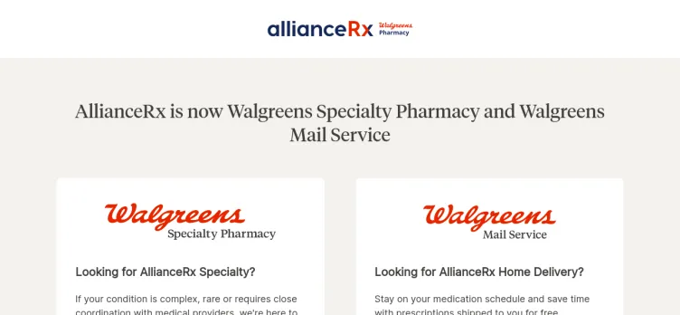 Screenshot AllianceRx Walgreens Pharmacy