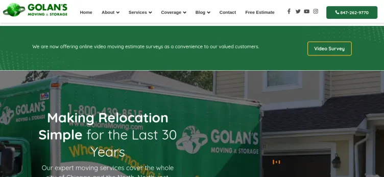 Screenshot Golan's Moving & Storage