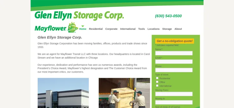 Screenshot Glen Ellyn Storage Corporation