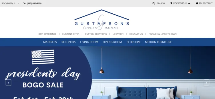 Screenshot Gustafson's Furniture & Mattress