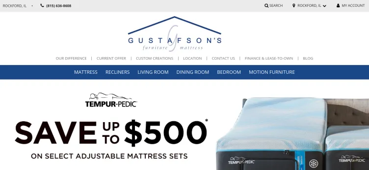 Screenshot Gustafson's Furniture & Mattress