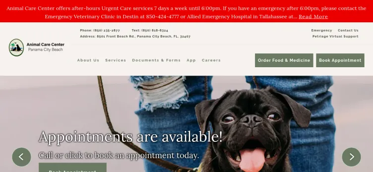 Screenshot Animal Care Center