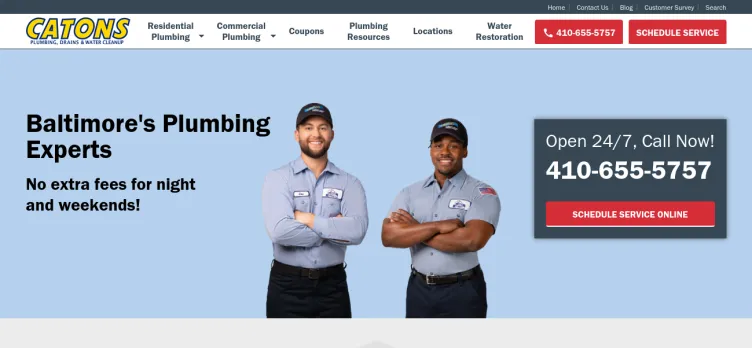 Screenshot Catons Plumbing & Drain Service