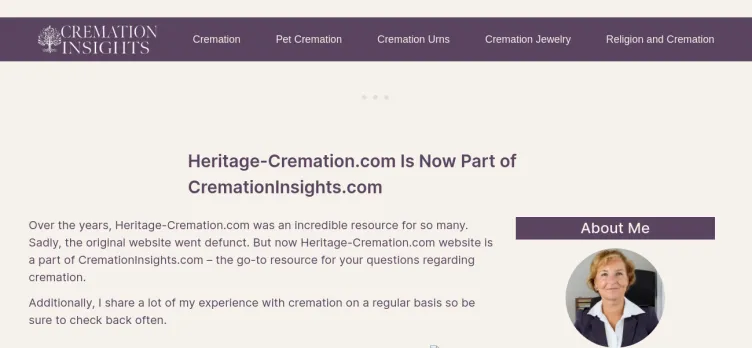 Screenshot Heritage Cremation Provider