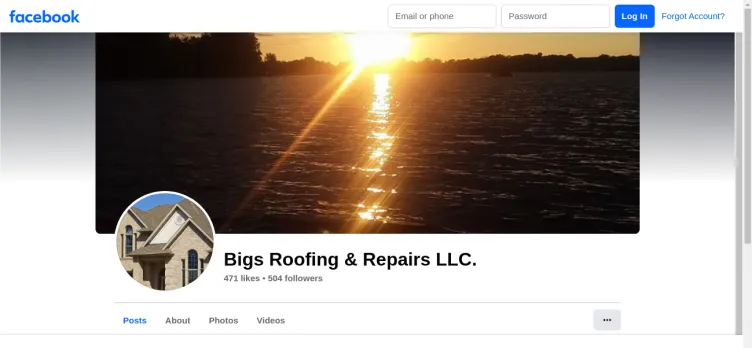 Screenshot Bigs Roofing & Repairs