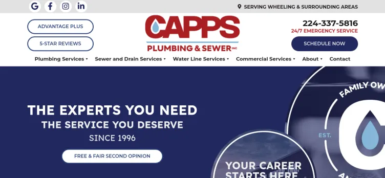 Screenshot Capps Plumbing & Sewer