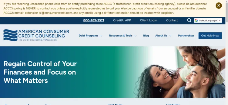 Screenshot American Consumer Credit Counseling