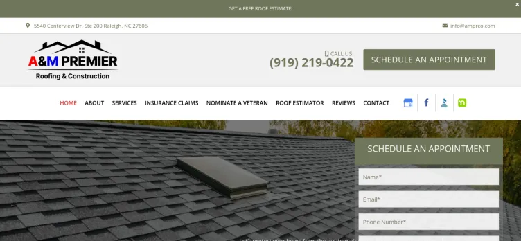 Screenshot A & M Premier Roofing & Construction
