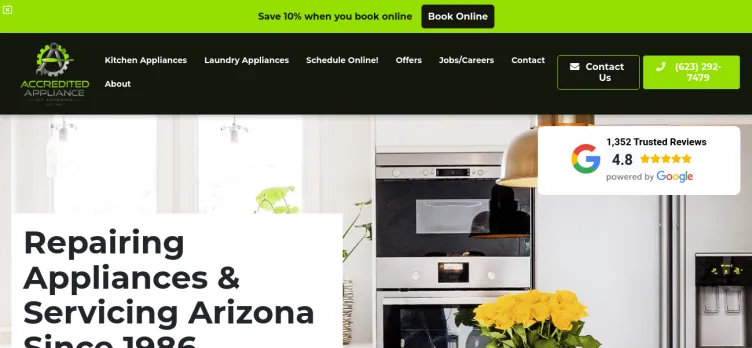 Screenshot Accredited Appliance of Arizona