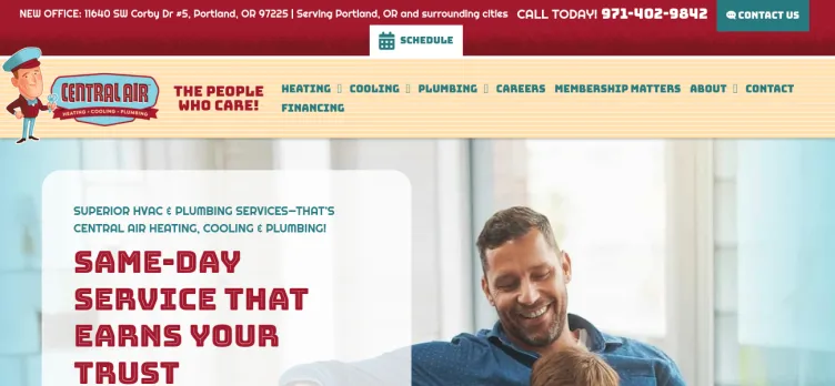 Screenshot Central Air Heating, Cooling & Plumbing