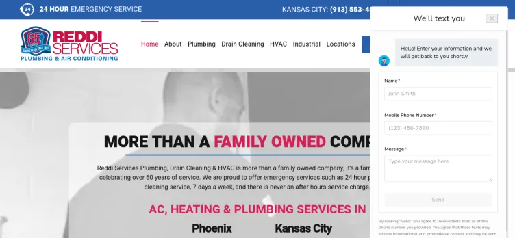 Screenshot Reddi Services Plumbing & Air Conditioning