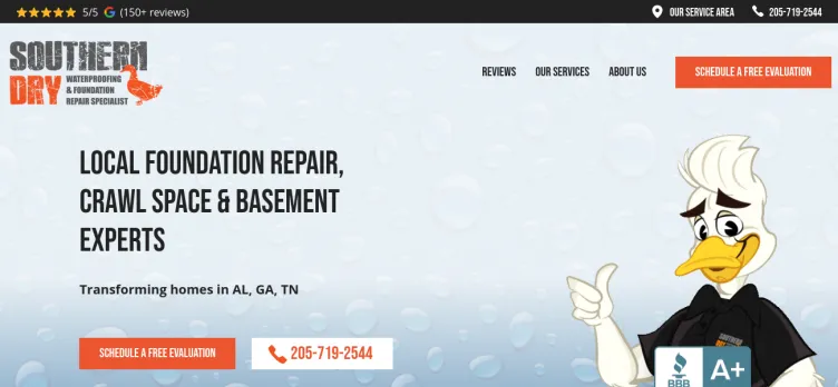 Screenshot SouthernDry Waterproofing & Foundation Repair Specialist