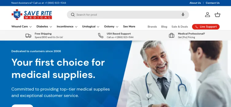 Screenshot Save Rite Medical.com