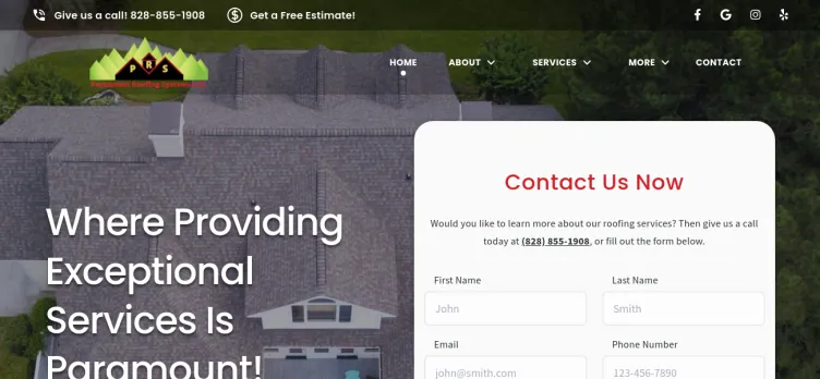 Screenshot Paramount Roofing Systems