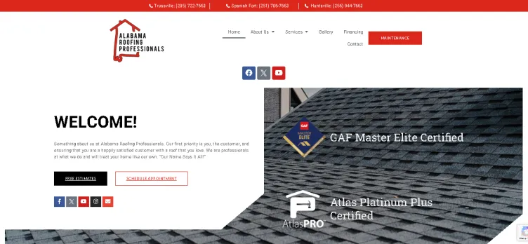 Screenshot Alabama Roofing Professionals