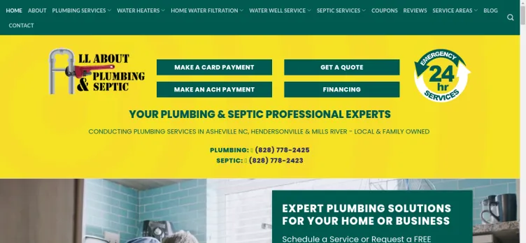 Screenshot All About Plumbing & Septic