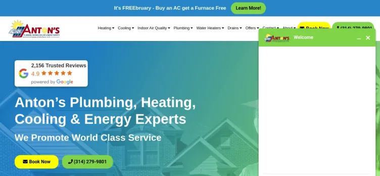Screenshot Anton's Plumbing, Heating/ Cooling & Energy Experts