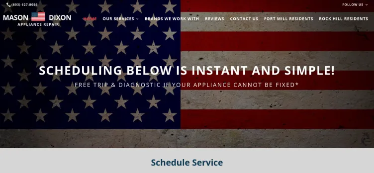 Screenshot Mason Dixon Appliance Repair