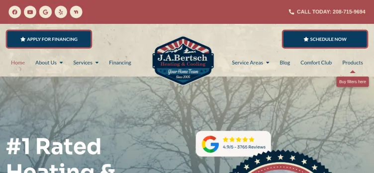 Screenshot JA Bertsch Heating & Cooling