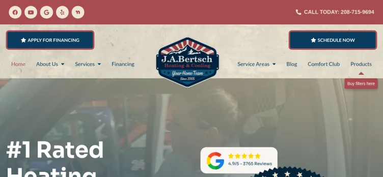 Screenshot JA Bertsch Heating & Cooling