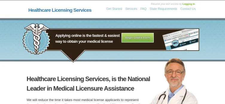 Screenshot Healthcare Licensing Services