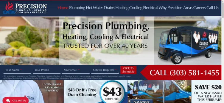 Screenshot Precision Plumbing Heating Cooling & Electric