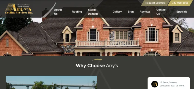 Screenshot Arry's Roofing Services