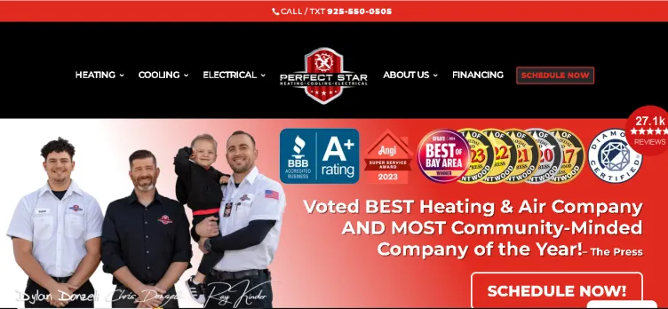 Screenshot Perfect Star Heating and Air Conditioning