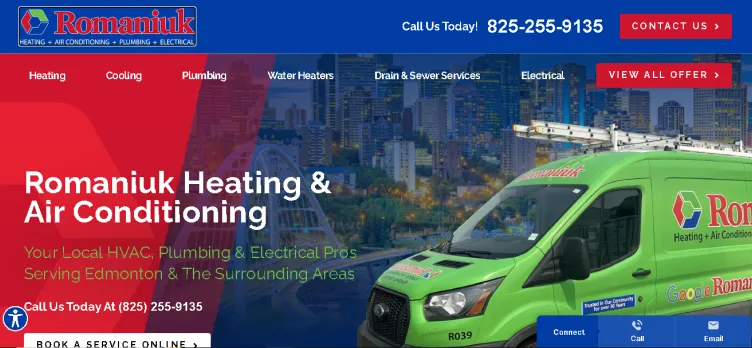 Screenshot Romaniuk Heating & Air Conditioning