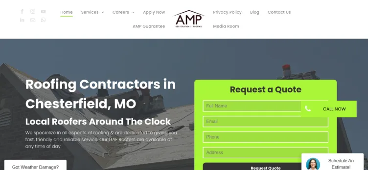Screenshot AMP Restoration and Roofing