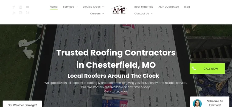 Screenshot AMP Restoration and Roofing