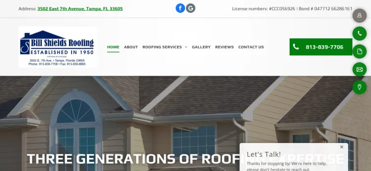 Screenshot Bill Shields Roofing