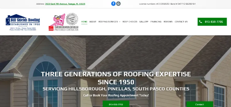 Screenshot Bill Shields Roofing