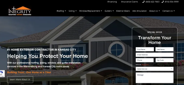 Screenshot Integrity Roofing, Siding, Gutters, & Windows