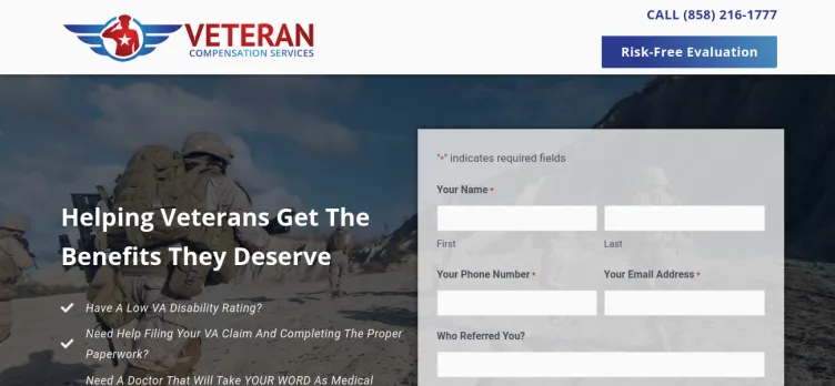 Screenshot Veteran Compensation Services