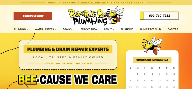 Screenshot Bumble Bee Plumbing