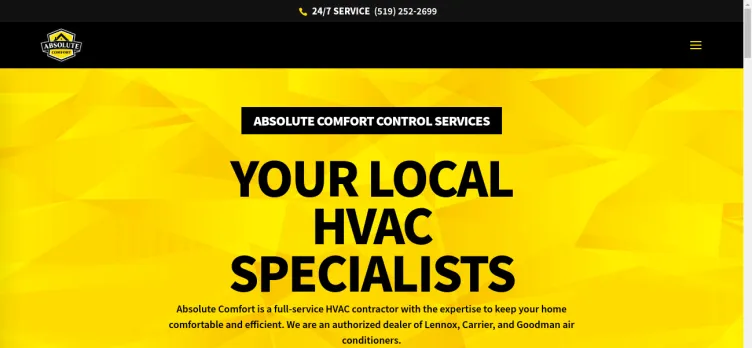 Screenshot Absolute Comfort Control Services