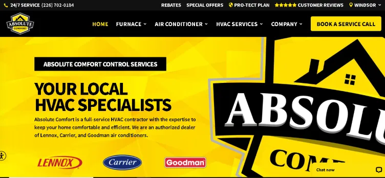 Screenshot Absolute Comfort Control Services