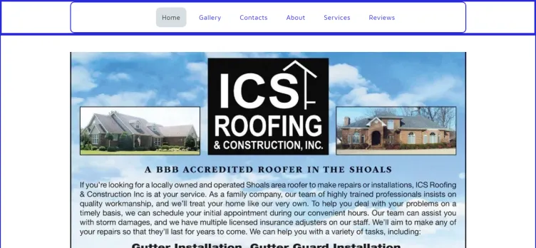 Screenshot ICS Roofing & Construction
